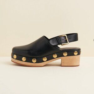 Charlotte Stone Jona Slingback Clogs Black with Gold Studs Size 10
